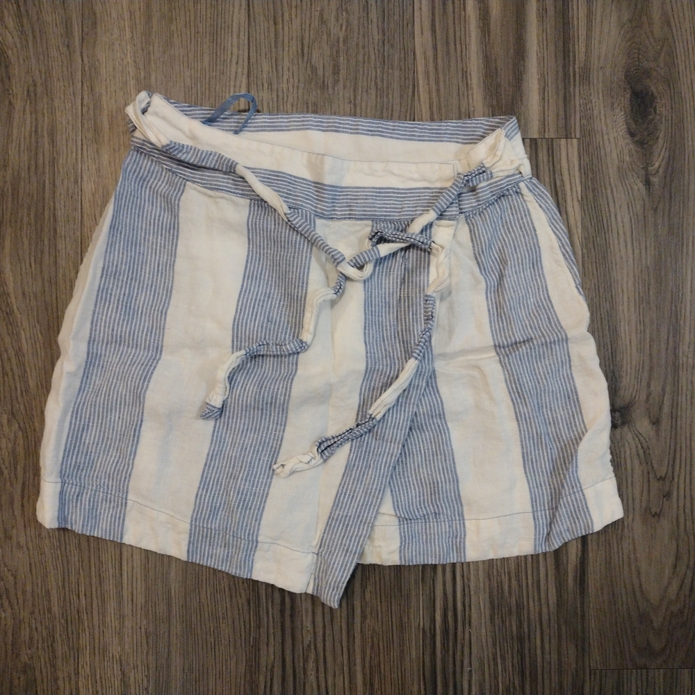 Free People Blue and White Striped Mini Skirt